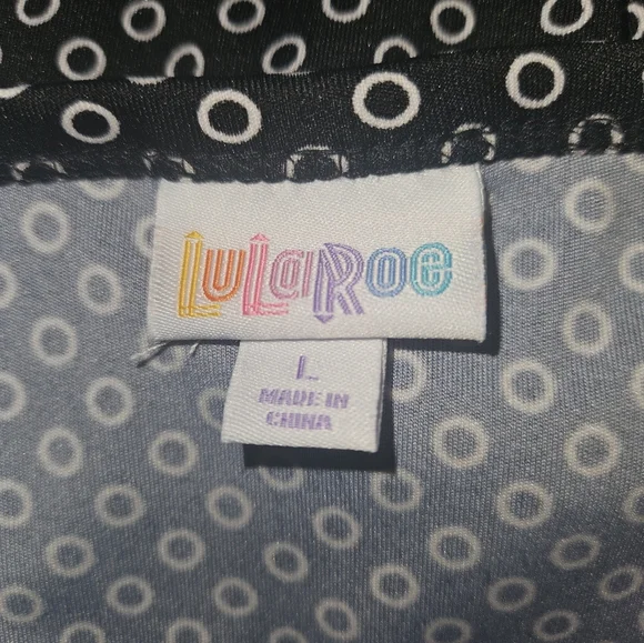 LuLaRoe Nicole Black & White Polka Dot Midi Dress - Size Large - Picture 6 of 8